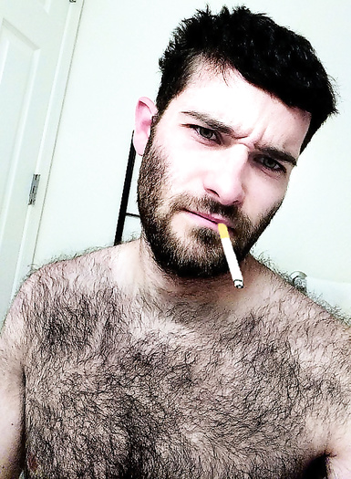 Hairy Men Smoking Cigarettes