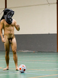Naked soccer player
