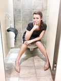 Girl pooping on toilet