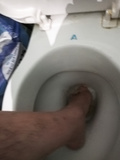 My foot in the toilet