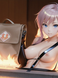 Swimsuit anime girls burning their bags and pencil case 2