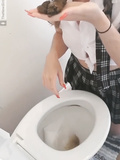 Girl smells her poop