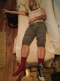 Sleeping Joel's red socks