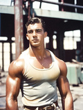 Muscular young factory worker
