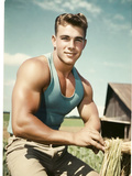 Muscular young farm helper