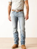 Catalog men in jeans with belts