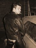 Me in leather smoking