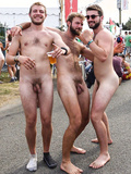 Various men naked in public