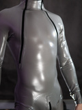 Grey racer tight rubber catsuit