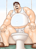 Daddy Bear on the toilet