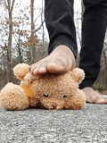 Teddy Bear Trampled and Destroyed by Feet