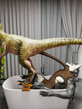 Velociraptor x Furry wolf bathtub scat
