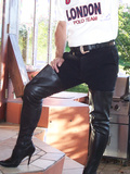 My Sissy & His Black Leather Thigh High Boots