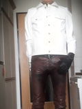 PVC jacket and pissed leather pants