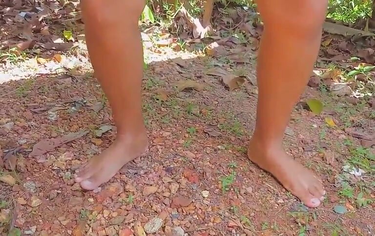 Public Pissing - Barefoot pee in nature