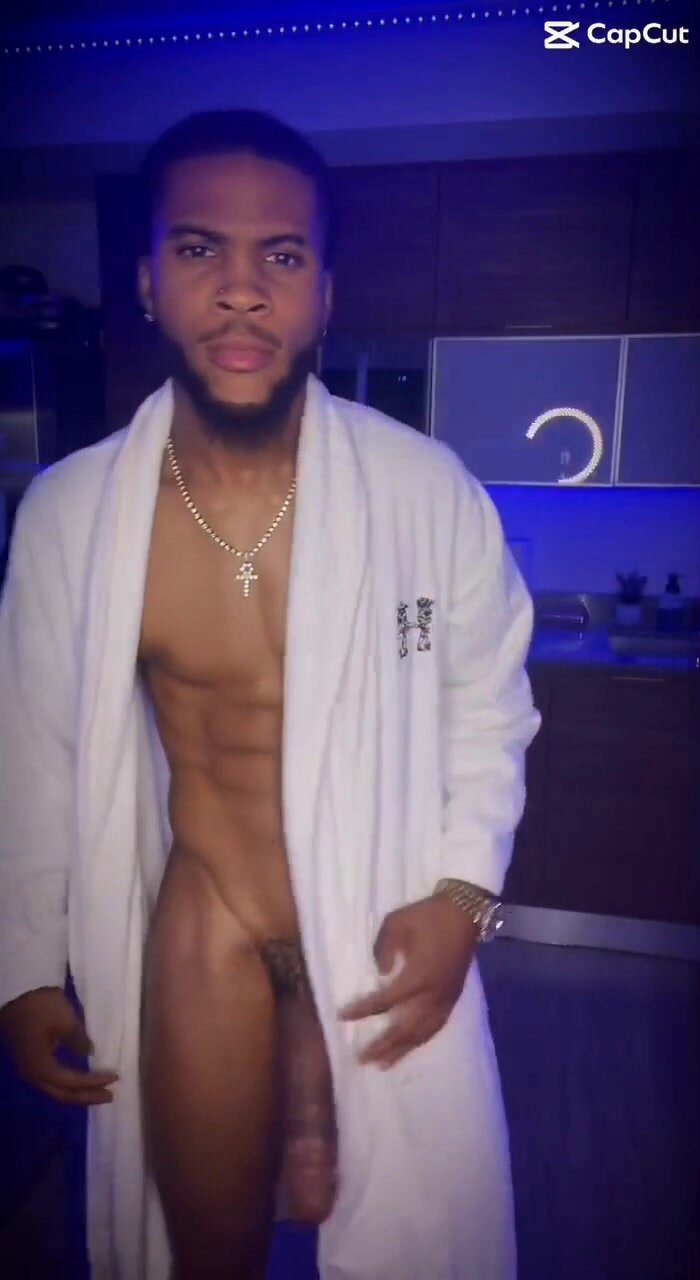 sexy black dude showing off body and cock