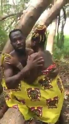African couple caught fucking in the jungle