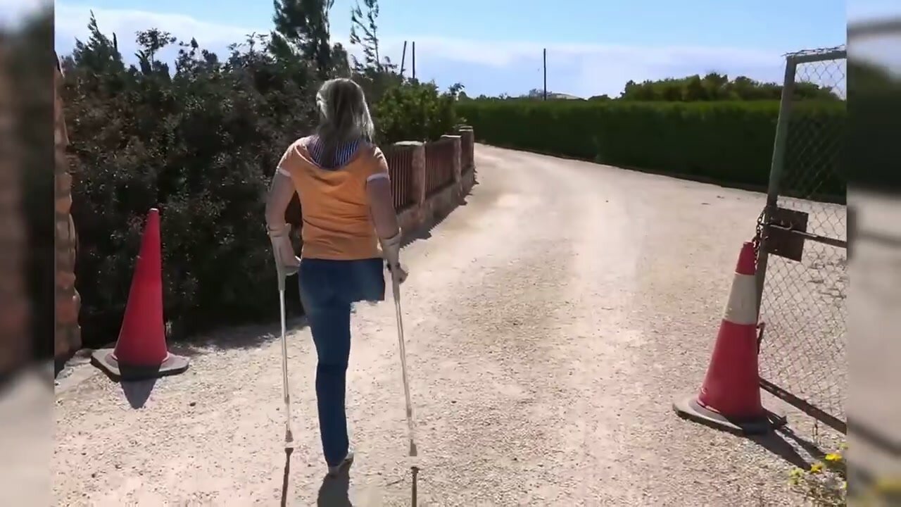 Hip amputee walking