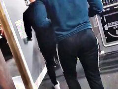 frat bro showing off his fat ass at the gym