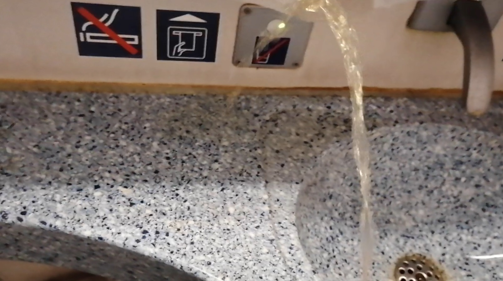 Marking sink area of smelly train toilet