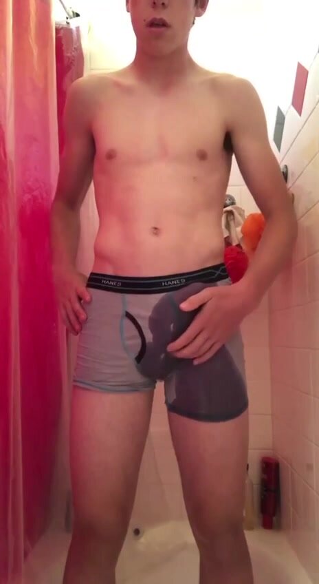 twink pees himself in the shower