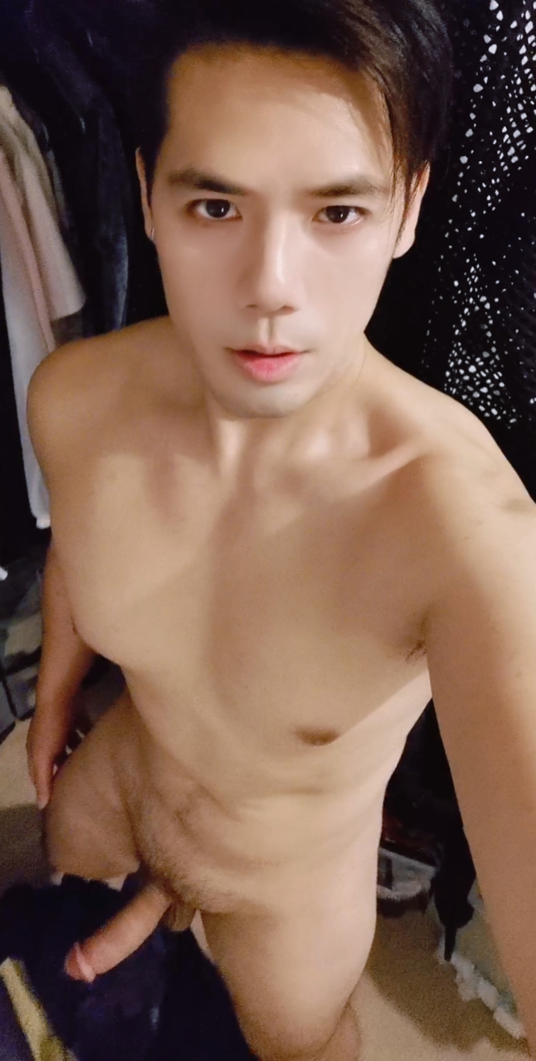 Asian handsome guy showing cock