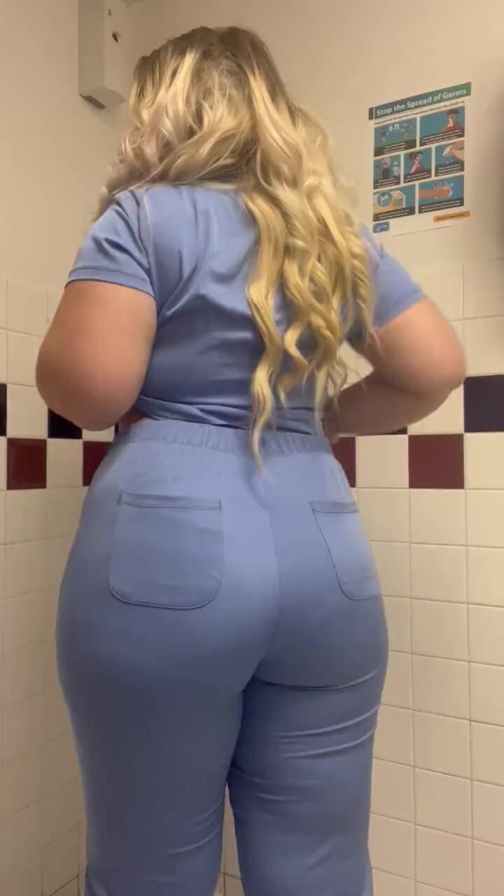 Sexy nurse pawg shows big booty in bathroom