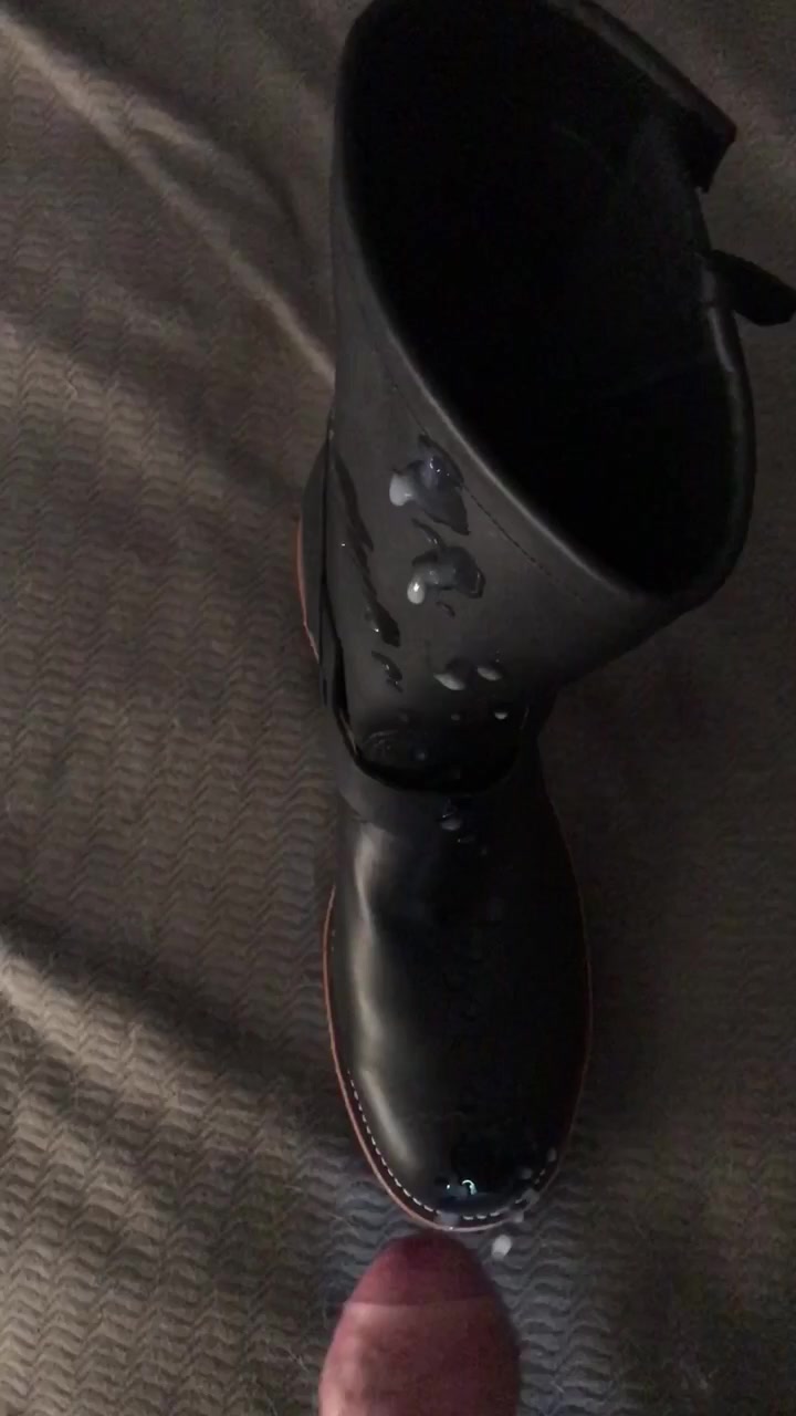 Boot worship and cum
