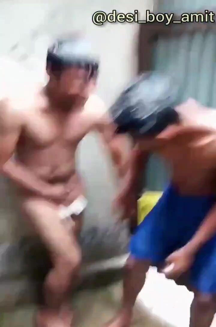 Indian Hostel boys taking nude bath together