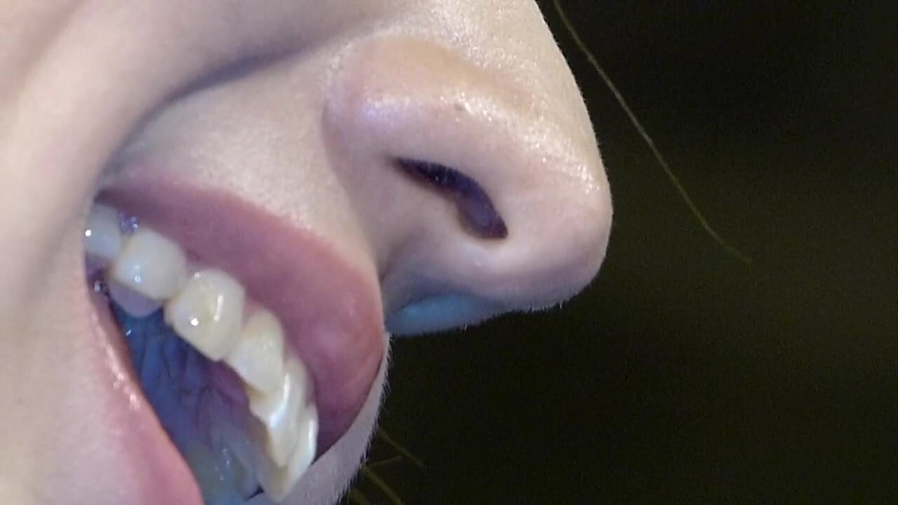Candid Japanese Woman's mouth up close