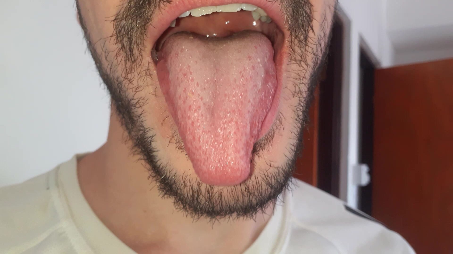 showing tongue