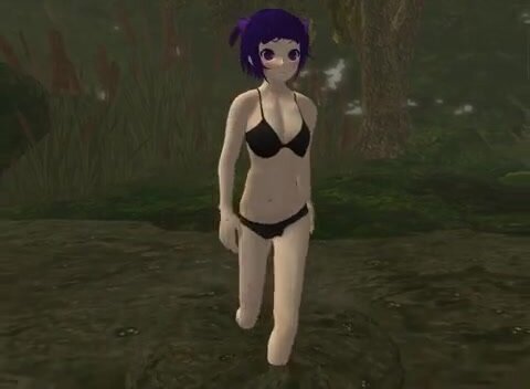 Secondlife girl sinks and undresses in quicksand