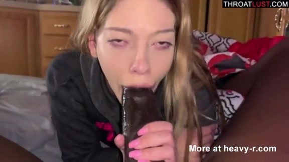Stoned girl sucking a black dick
