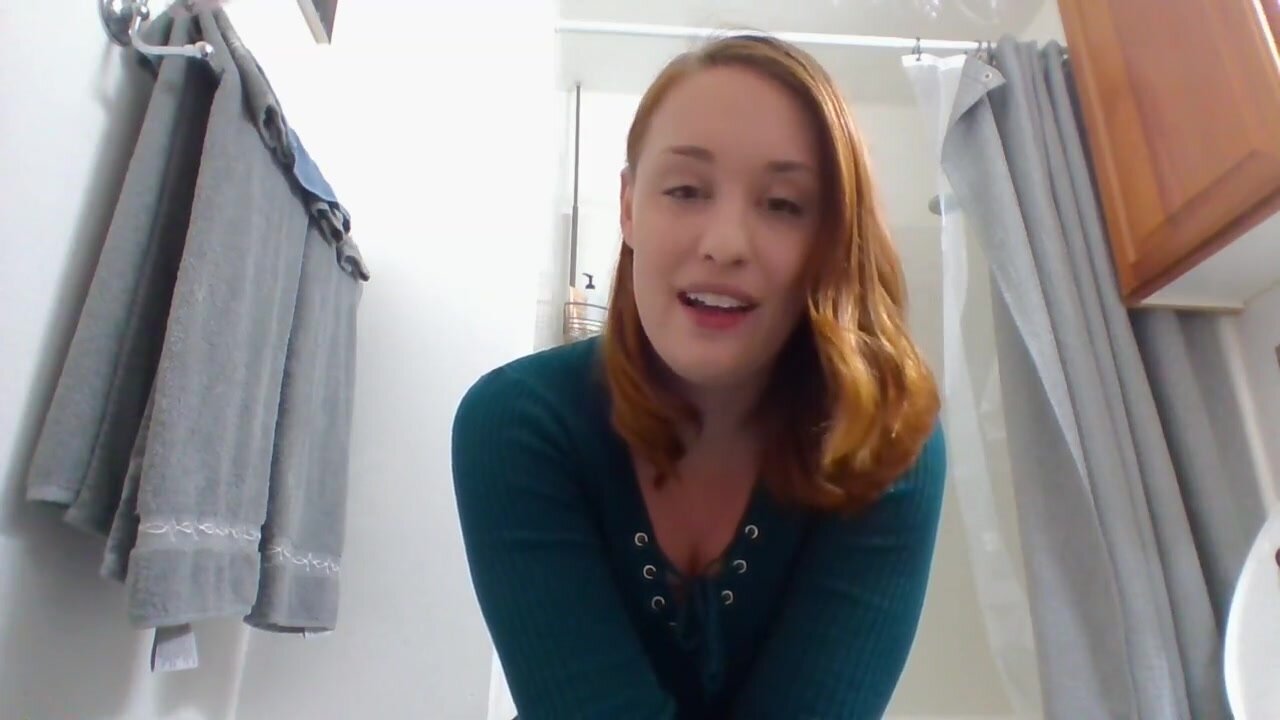 Redhead has accident cleaning bathroom