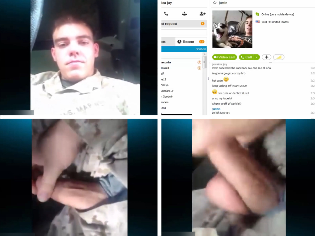 Tricked america soldier jerking in work