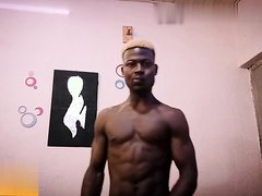 sexy chocolate nigerian stud beating his dick