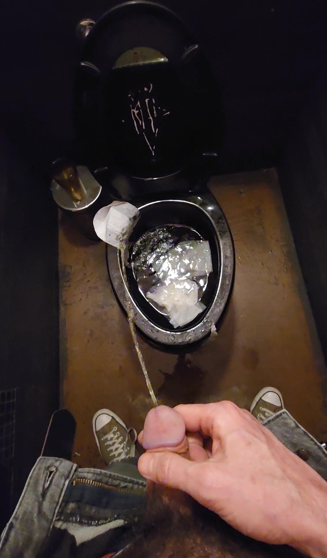 Dirty bar toilet piss trashing