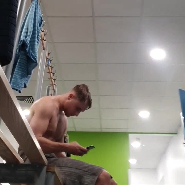 Fit Blonde Guy At Gym