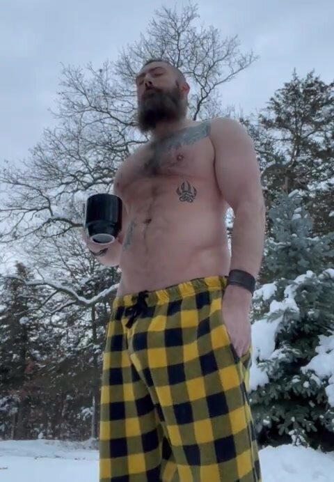 Hot viking stretches outside 1