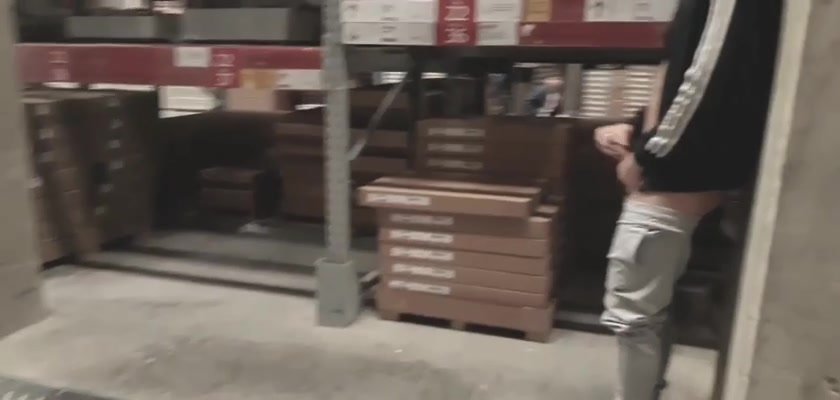 Jerking off naked at the warehouse