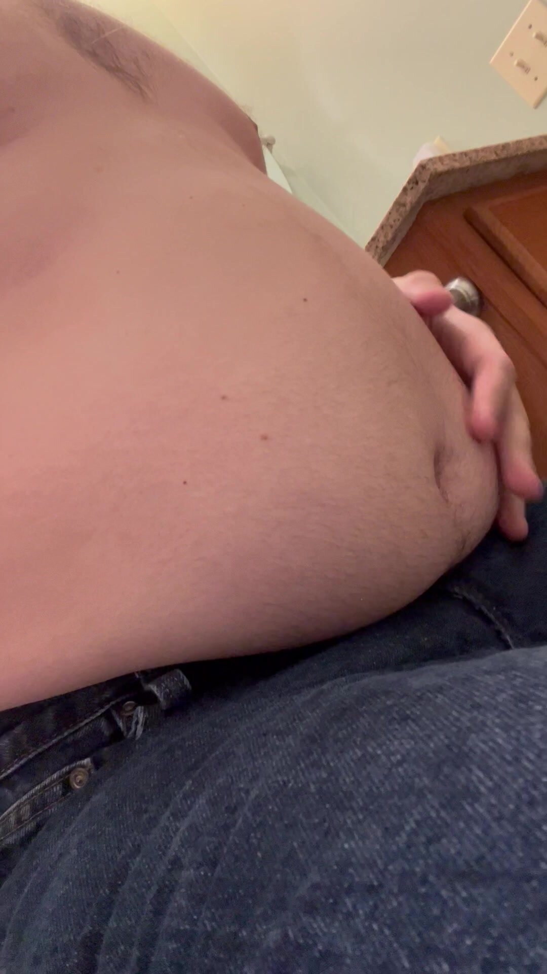 Chubby boy in tight pants
