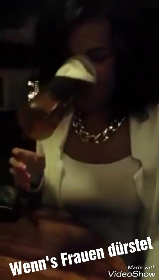 German woman chugs beer