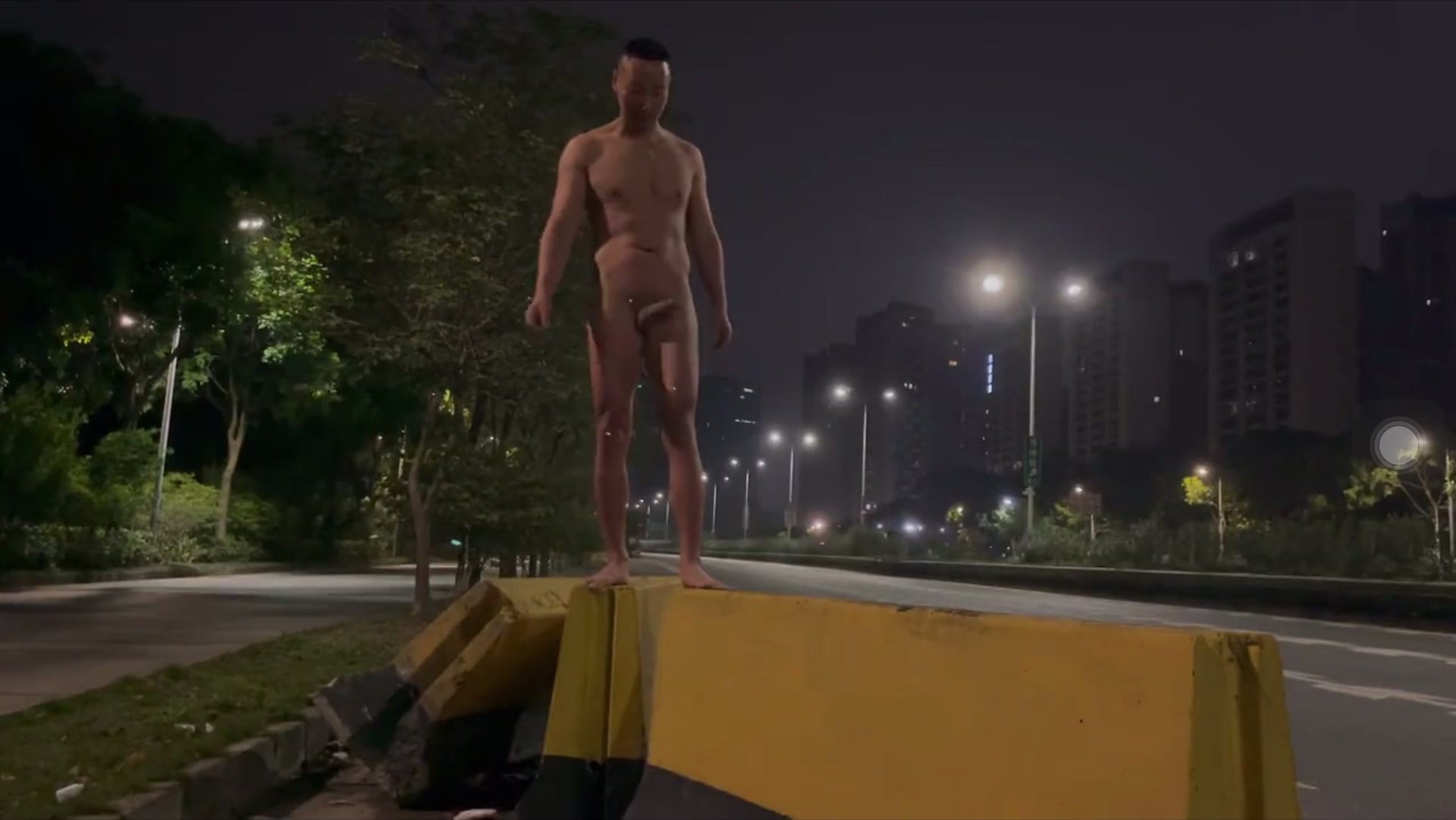 Asian man dare to naked on street