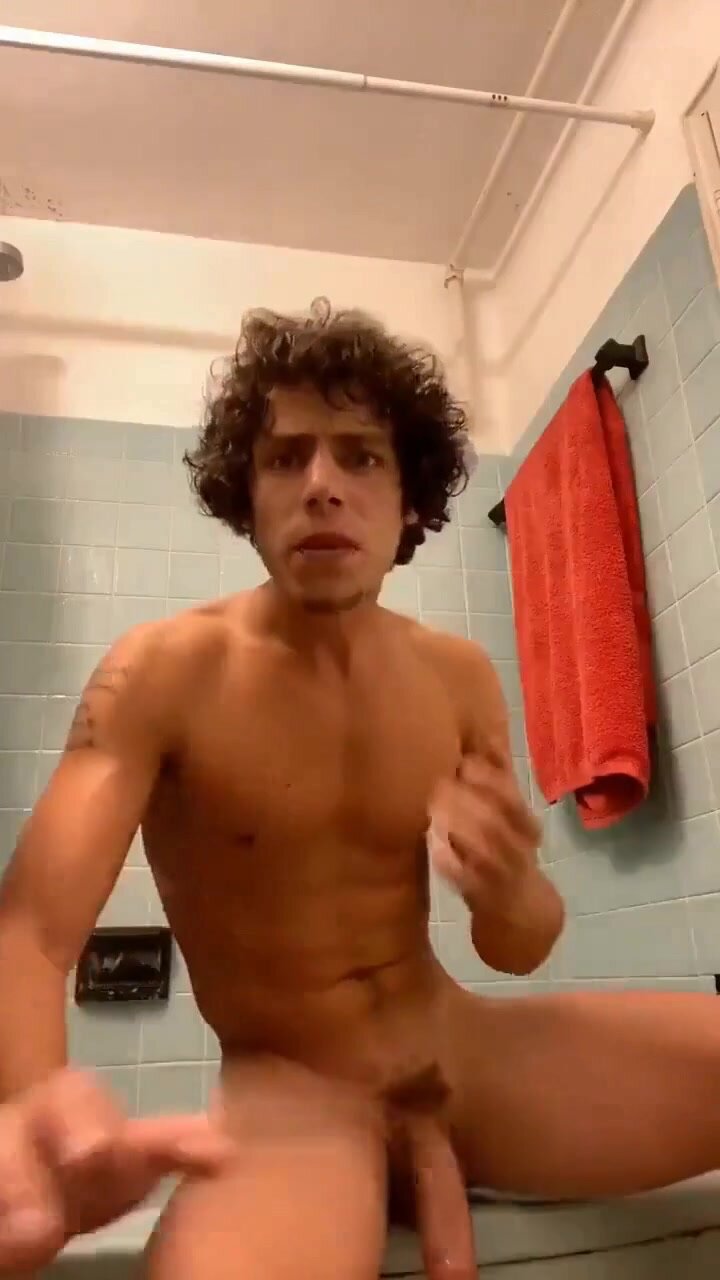 white boy naked flashing his big dick