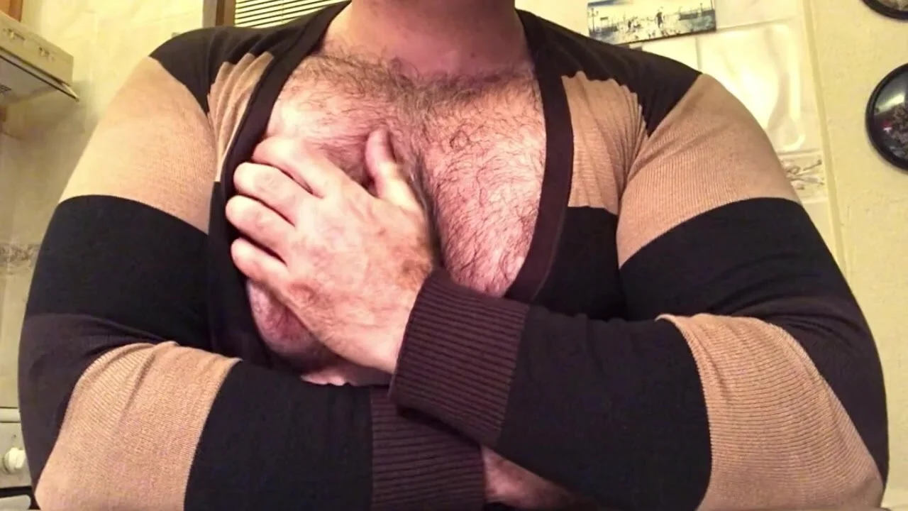 Big Turkish Bear Playing With His Big Hairy Pecs - ThisVid.com