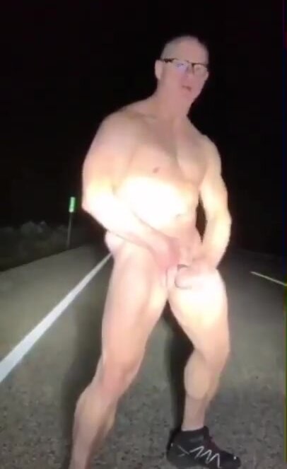 Hot daddy nuts on the highway
