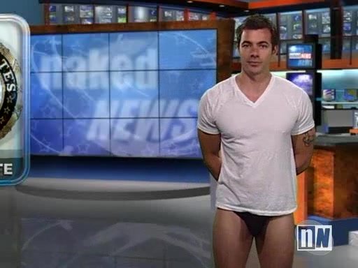 Naked news tv show (male undressing)