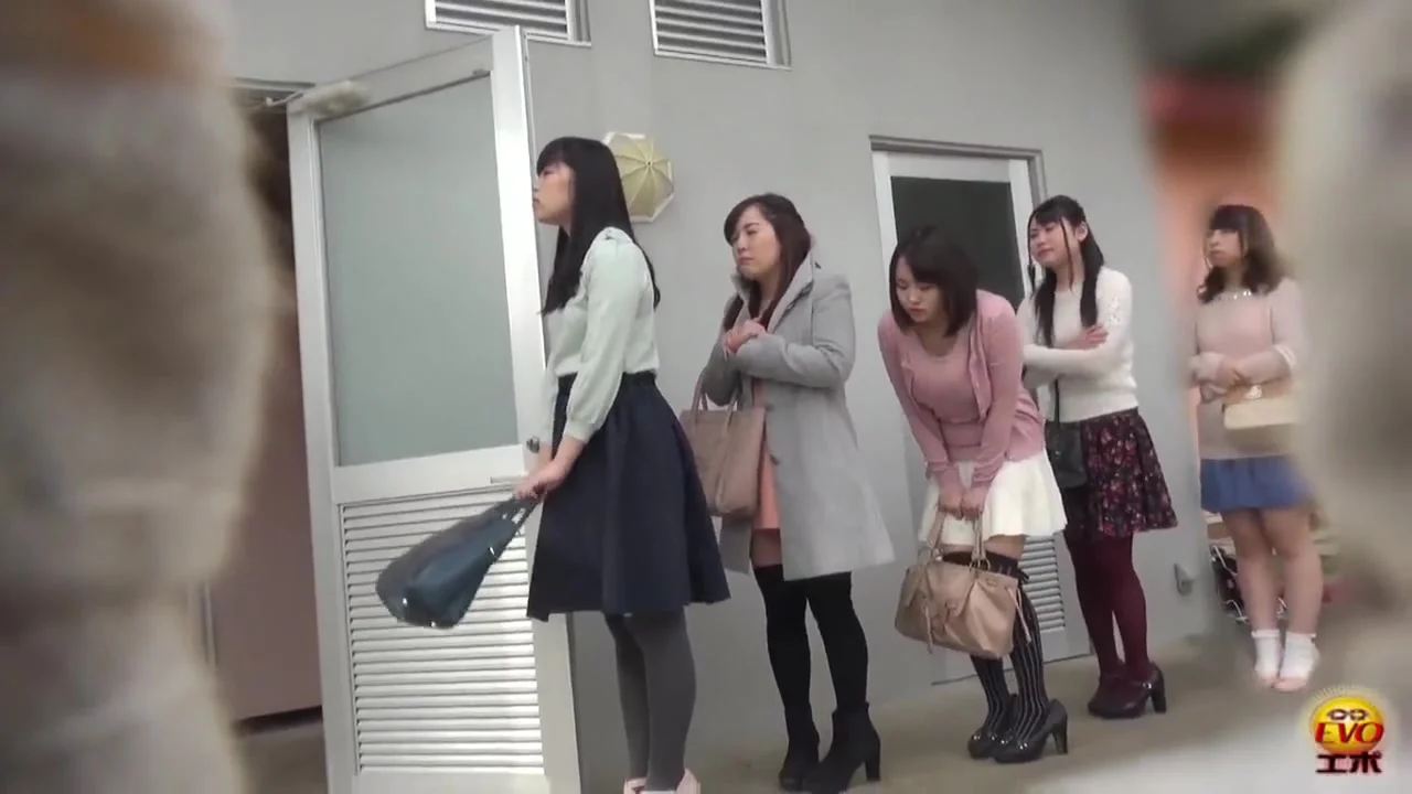 Japanese Girls Waiting in Line to Pee