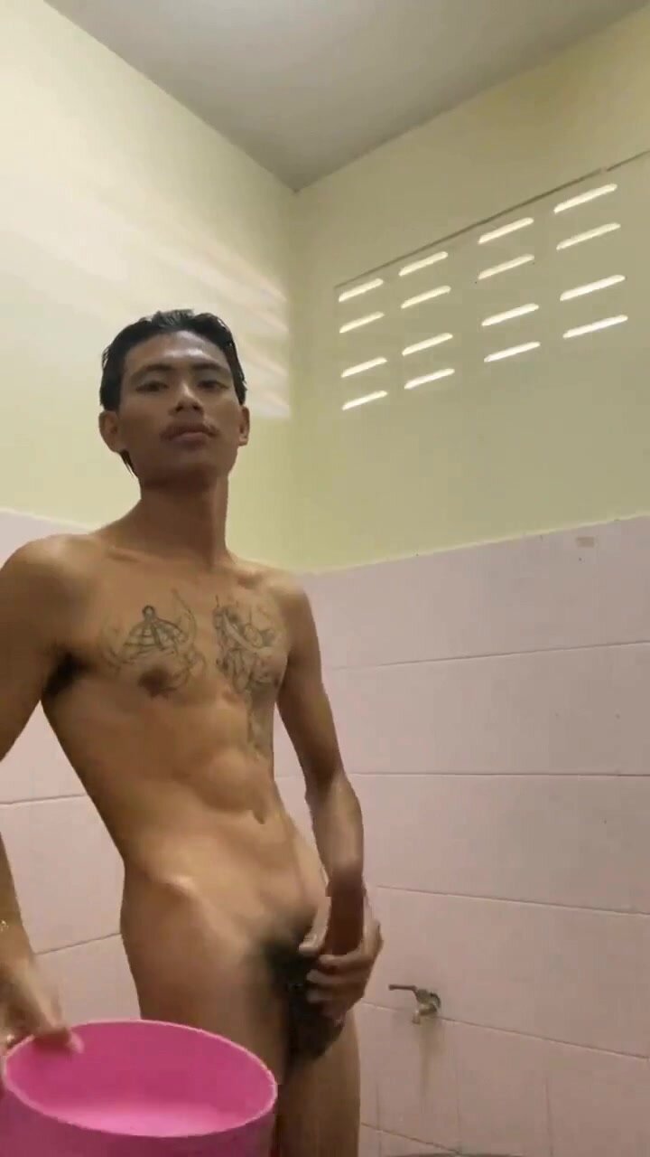 skinny young asian boy beating his hard cock