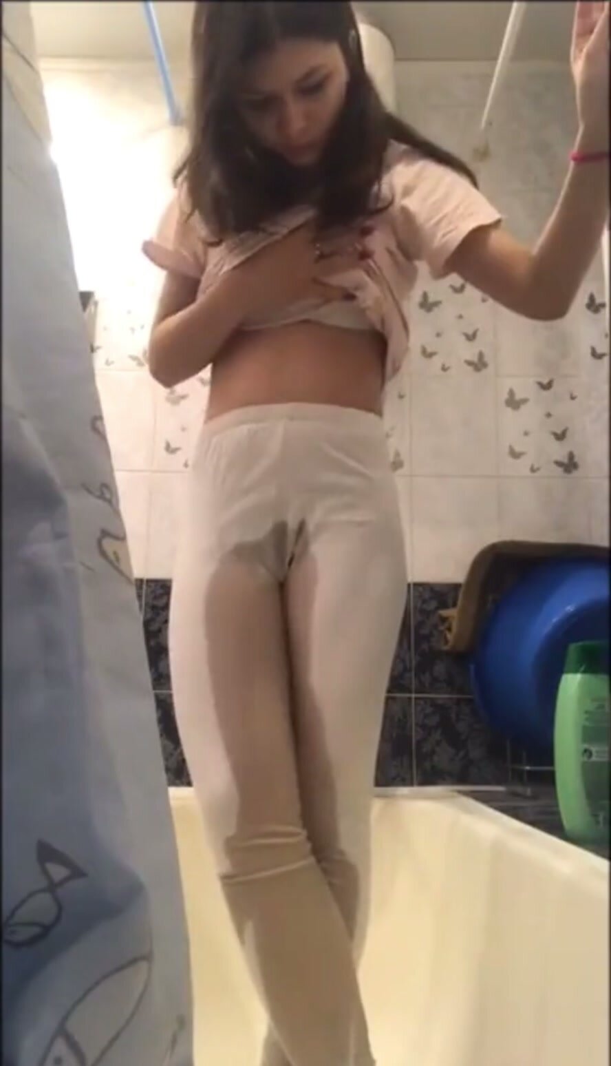 Girl pees her pyjama